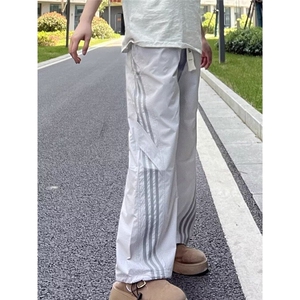 美式高街三条杠裤子男夏季运动阔腿休闲裤cleanfit薄款直筒速干裤图片