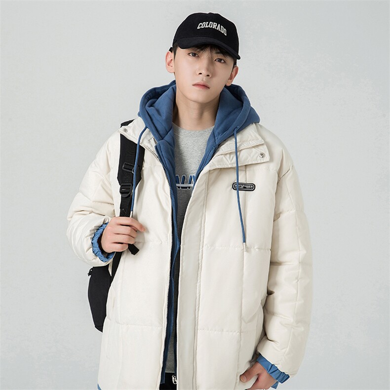 连帽假两件棉衣男冬季棉服贴标休闲棉袄潮流外套A266-WMY2311-P75,男装棉衣,电商A266
