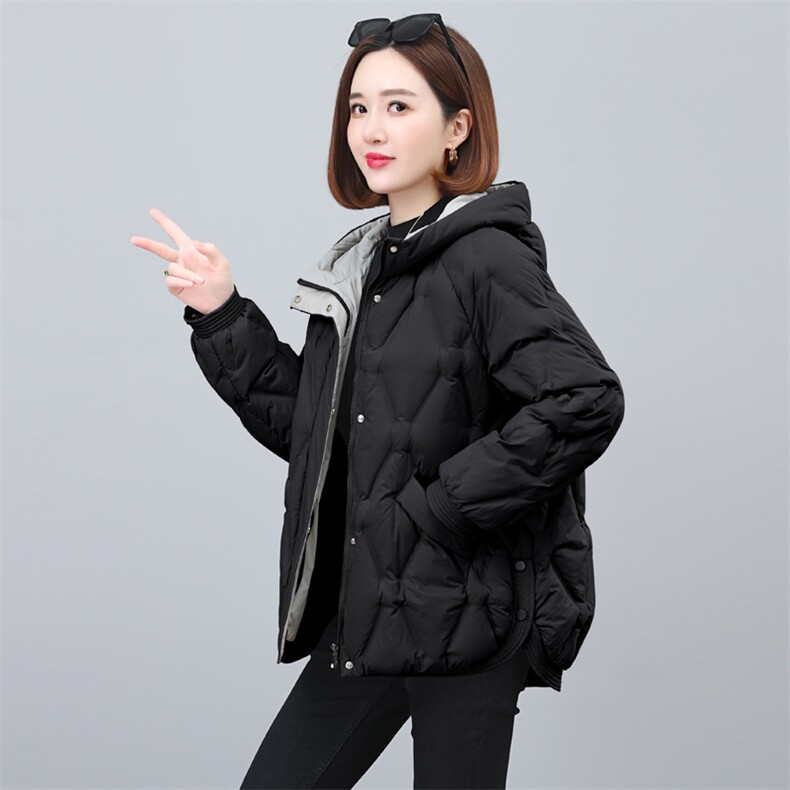 2023新款时尚宽松连帽羽绒服女短款加厚保暖外套,女装羽绒服,依恋蒂丝
