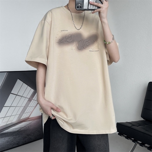 7XL-M 美式纯钢印短袖T恤男2023夏季新款ins潮牌宽松加大码体恤图片