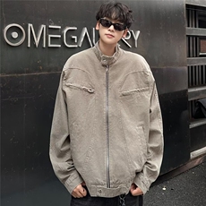 水洗重工夹克男秋季美式痞帅穿搭外套春秋款廓形棒球服W9333/P78，男装夹克，星座506