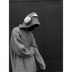 秋冬季ins潮流针织衫连帽半开衫毛衣男港风外穿线衣M1180-P60，男装针织衫/毛衣，电商D202-1