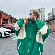 拼接撞色立领外套男春秋季街头痞帅嘻哈机车风衣运动夹克J2302，男装夹克，星座1116A-1（原606A）