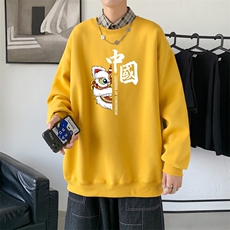 Y2414P38秋冬圆领潮牌印花上衣打底衫直筒长袖卫衣港风，男装卫衣，星座510A-1
