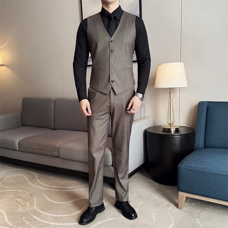 高品质商务休闲微弹西装三件套,男装西服套装,电商D210