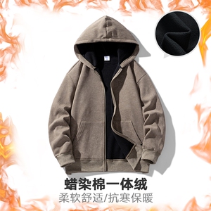 春秋新款纯色水洗棉摇粒绒连帽卫衣男女休闲百搭WT3428-P75图片