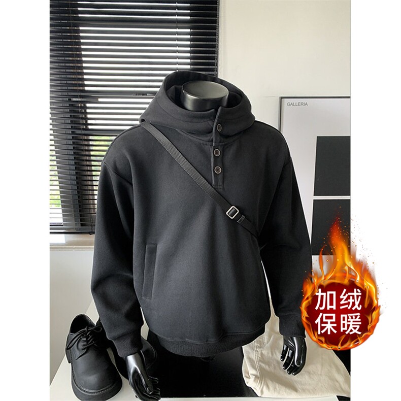 港风冬款男加绒加厚连帽卫衣保暖休闲夹克外套WY0051P50加绒P55，男装夹克，星座1013-1