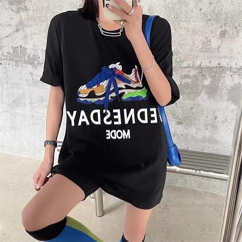 夏季新款重工潮牌烫钻大版T恤,女装T恤,無限度