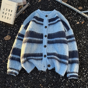 美式复古软糯毛针织衫外套男女秋冬季慵懒风开衫毛衣MY09564-P63图片