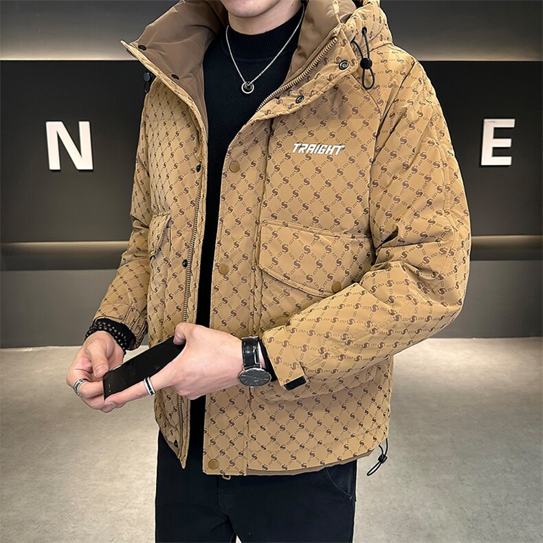 新标5O绒店主风男士白鸭绒时尚潮流印字母羽绒服YR8090-P220,男装羽绒服,电商A413