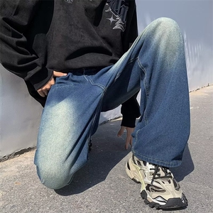 牛仔裤男秋季潮大码休闲裤子高街N1343P40图片