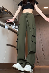 特批P43无差价夏秋衔接美式抽绳束脚工装裤男宽松潮阔腿长裤K1368图片
