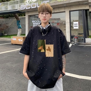 量大优供抖音视频 支持得物配合二开美式满天星亮片短袖T恤MTX233图片