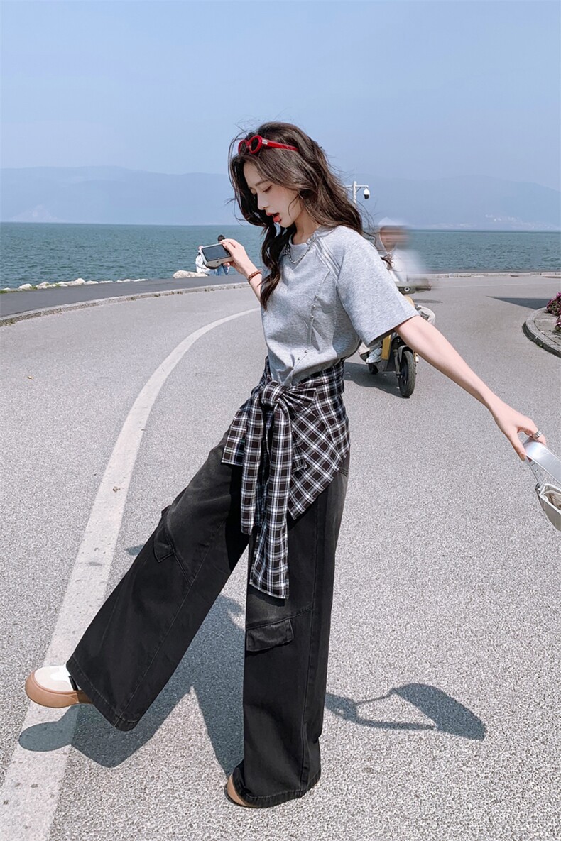 2025夏季新品现货短袖披肩牛仔裤三件套装2C256-9508-P195-K255,女装连衣裙,2C256