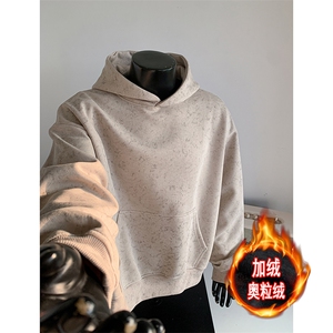 水洗扎染连帽加绒奥粒绒重磅无帽绳500克卫衣外套男 RH5310JR-P60图片