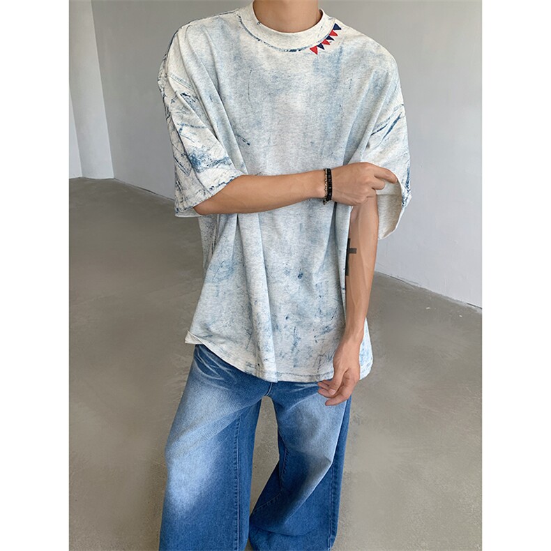 现货！夏季手绘晕染设计感短袖男士T恤DX167-P38,男装T恤,电商B288