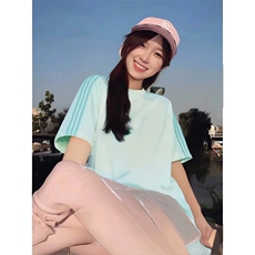 抖音得物品质二开240克宽松纯棉美式潮牌印花三条杠中性风短袖T恤，男装T恤，电商A486