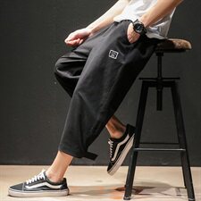 2021夏季新马切达大码日系男休闲裤魔术贴亚麻七分裤K375-P35，男装休闲裤，电商A001