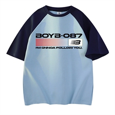 天蓝拼藏青袖