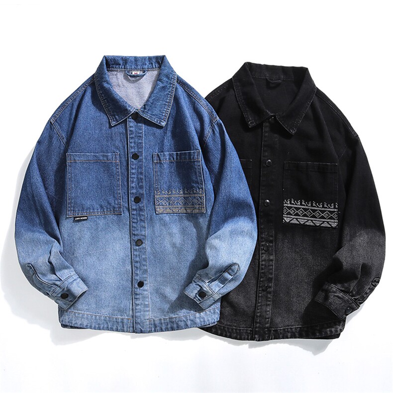 水洗刺绣牛仔夹克春季男士渐变色牛仔外套XZ310B-3-NZ1998--P75，男装工装外套，星座310B-3