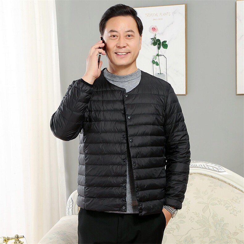 男士中老年90绒轻薄连帽羽绒服外套男款秋冬休闲羽绒轻便外套图片