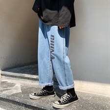 NK44001-P38直筒牛仔裤男士大码宽松九分裤男休闲长裤子男，男装休闲裤，电商A040