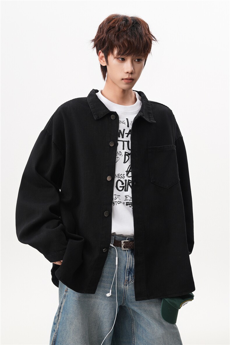 8XL-M特大码牛仔衬衫宽松浅蓝色牛仔外套男休闲衬衫CS502P68控88,男装工装外套,电商D206-1