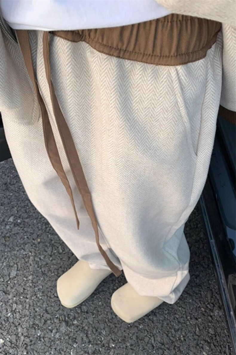 【有货】人字纹裤潮牌直筒休闲毛呢裤弯刀裤KZ663特P50,男装休闲裤,星座908-1