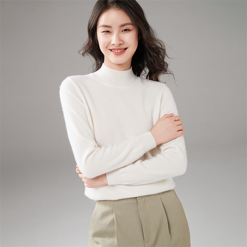 2025春秋新款羊绒衫女100纯山羊绒纯色套头长袖软糯百搭针织衫,女装羊绒衫,暖思纯羊绒