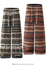 时尚民族风慵懒休闲裤复古几何纹羊羔绒抽绳阔腿裤K893TP55控98，男装民族服装，电商A102B