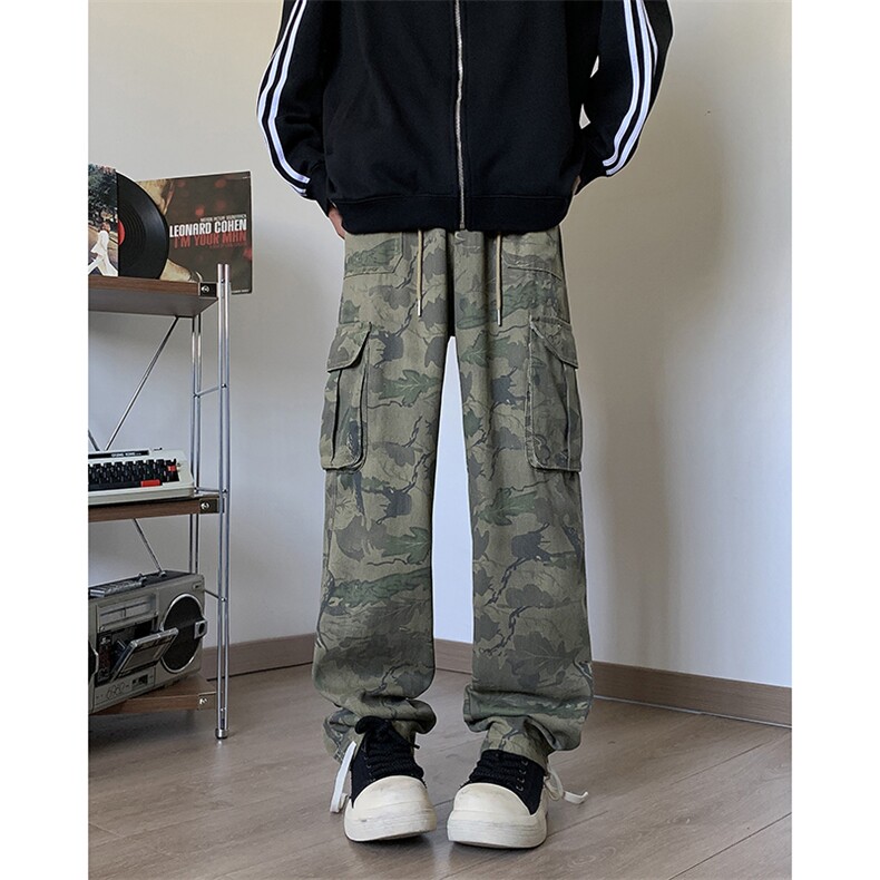 美式高街裤子男装潮痞帅炸街迷彩牛仔休闲裤情侣XZ212-QK7081-P50,男装休闲裤,星座212-1