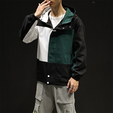 大货情侣装拼色2021春新日系大码撞色拼接外套男连帽夹克J925-P85，男装夹克，星座311A