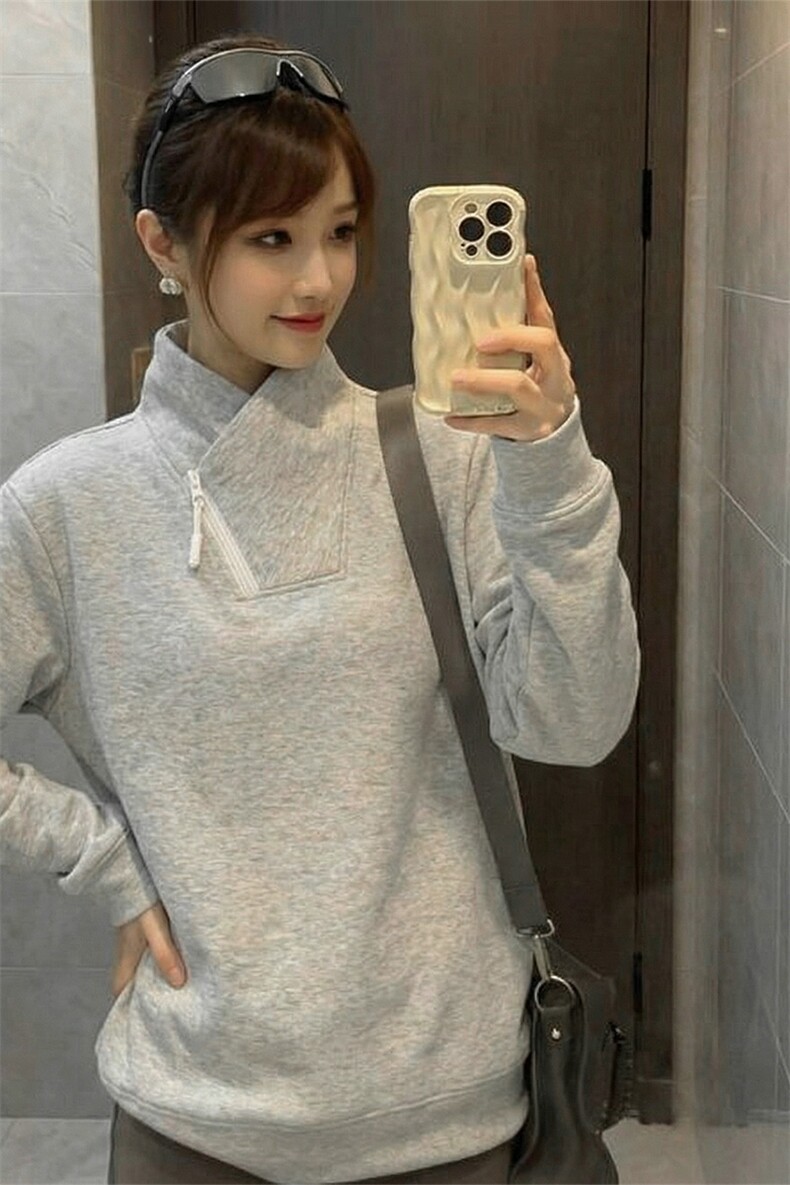 [网图]加厚加绒斜半拉链卫衣冬季美式打底衫男D54167-TP35不,男装T恤,电商A102