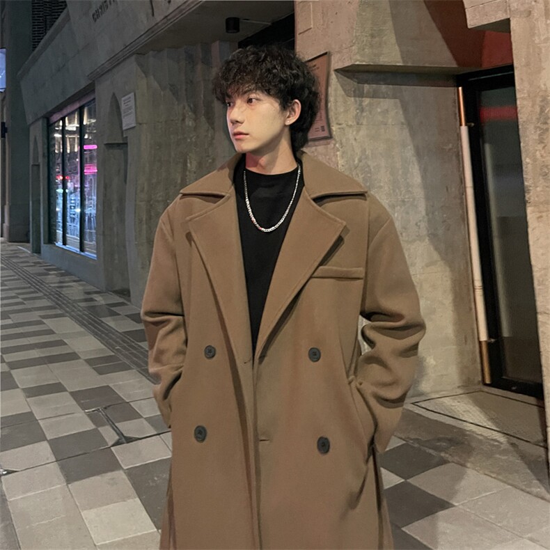 外景秋冬宽松毛呢大衣男潮风衣港风休闲外套MN99995/P100加棉P110图片
