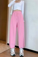 新款纯色抽绳宽松百搭收脚时尚显瘦休闲长裤，其它，L·H·X