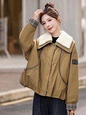 加绒派克棉衣女短款新款宽松设计感洋气小个子加厚棉服冬外套，女装棉衣/棉服，韩蔻秀