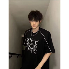 潮牌夏季宽松网红潮流ins简约印花上衣t恤-T36-网络图，男装T恤，星座1002-2