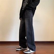 2023冬季美式复古阔腿裤新款宽松垂感直筒裤子牛仔裤男K5384-P42，男装牛仔裤，星座512-2