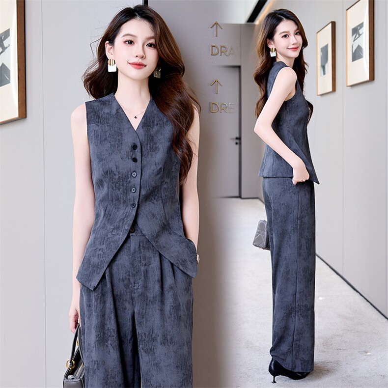 马甲阔腿裤套装女2025新款御姐风高级感入春搭配一整套，女装套装/套裙，时尚俏佳人