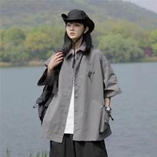 夏季户外机能工装短袖衬衫男女大口袋情侣休闲衬衣CK629，男装衬衫，星座1116A-1（原606A）