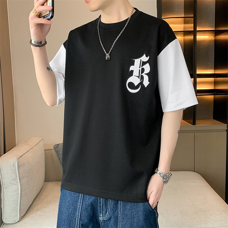 冰氧仿棉短袖店主风夏季休闲百搭字母印花男上衣TC3151-P24控48,男装T恤,星座717