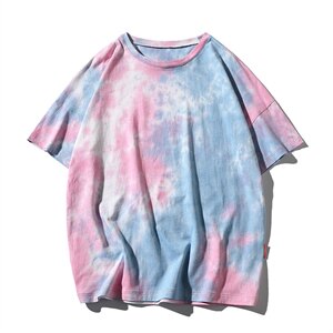 2021夏季新款日系大码男白砖墙扎染水墨印花休闲T恤短袖T191-P30图片