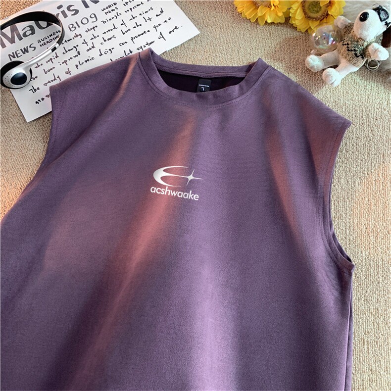 可设48小时发货支持抖音得物来样二开240克重磅美式麂皮绒背心t恤，男装背心/马甲，电商A486-1