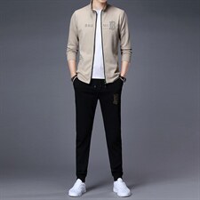 运动套装男春秋季2023新款长袖开衫中年休闲运动服宽松卫衣两件套，男装休闲套装，电商B212（原钱塘6029）