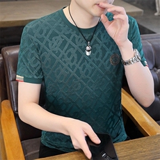 84151-P28男士欧货商务休闲短袖男男装烫钻潮流印花半袖T恤男，男装T恤，电商D310B-1