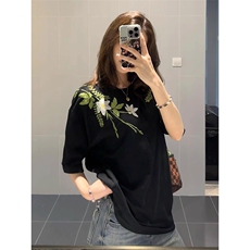 万针全刺绣工艺高品质260克纯棉双纱美式宽松百搭短袖T恤特P33，男装T恤，电商A486-1