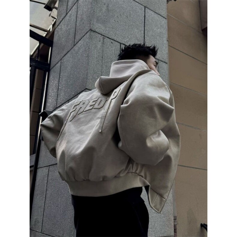 706-1-PY5566-P118春季美式可拆卸连帽pu皮夹克高街印花夹克潮，男装夹克，星座706-1