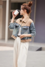 BAO拼接牛仔外套女春秋2025新款韩版宽松显瘦今年流行夹克上衣潮，女装套装/套裙，江南女神