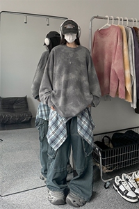 冬季新款 D5590-TP5588 青少年圆领套头衫扎染休闲百搭毛衣男图片