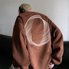 新款大码麂皮圆领卫衣男简约线条印花JK23489特批38控68，男装卫衣，星座605(原A050)